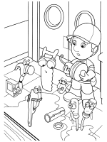A coloring page of handy manny